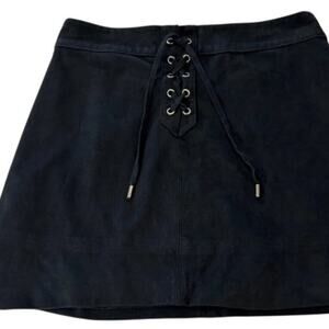 Y2K Vintage Abercrombie & Fitch Velvet Mini Skirt Size 6 Lace Up Front Zip 90s